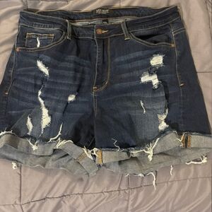 Judy Blue Dark Blue Distressed Jean Shorts